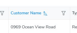 Customer List Column Sort