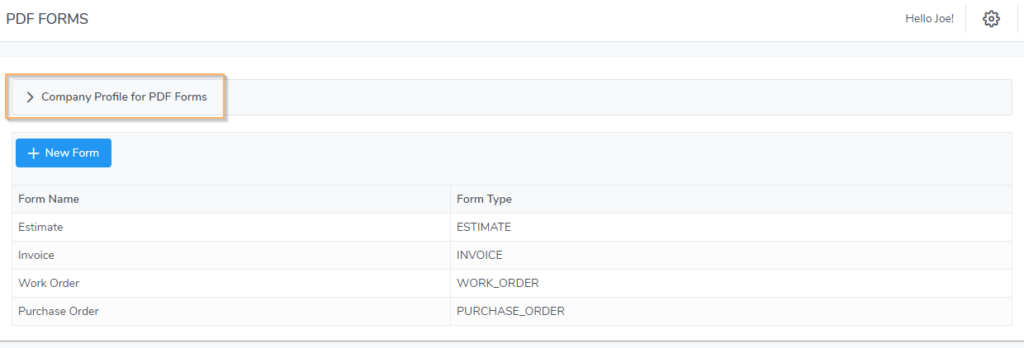 Company Profile for PDF Forms