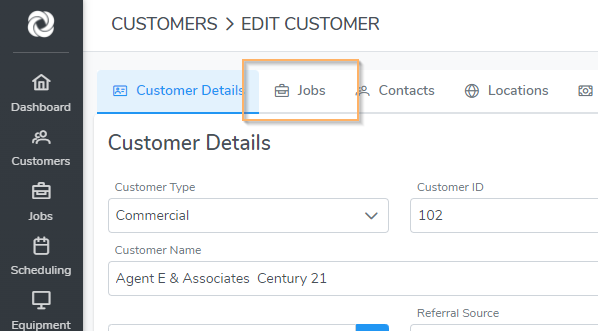 Customer Jobs Tab