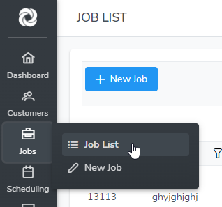 Job List Menu