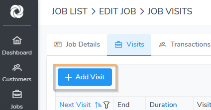 Job Visits Add Job Button