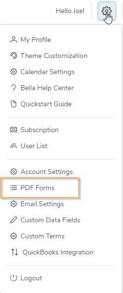 PDF Forms Menu