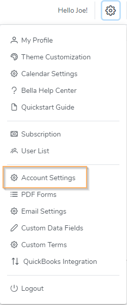 Account Settings Menu