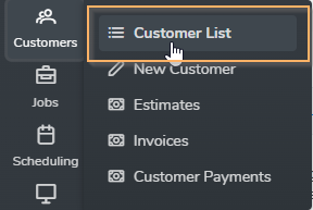 Customer List Menu