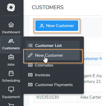 New Customer Button