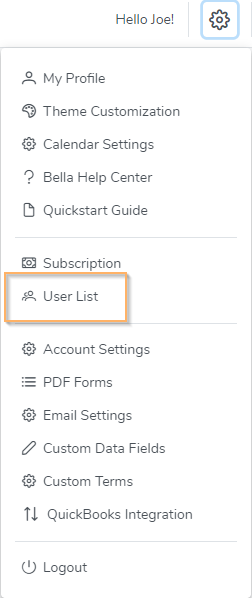 User List Menu